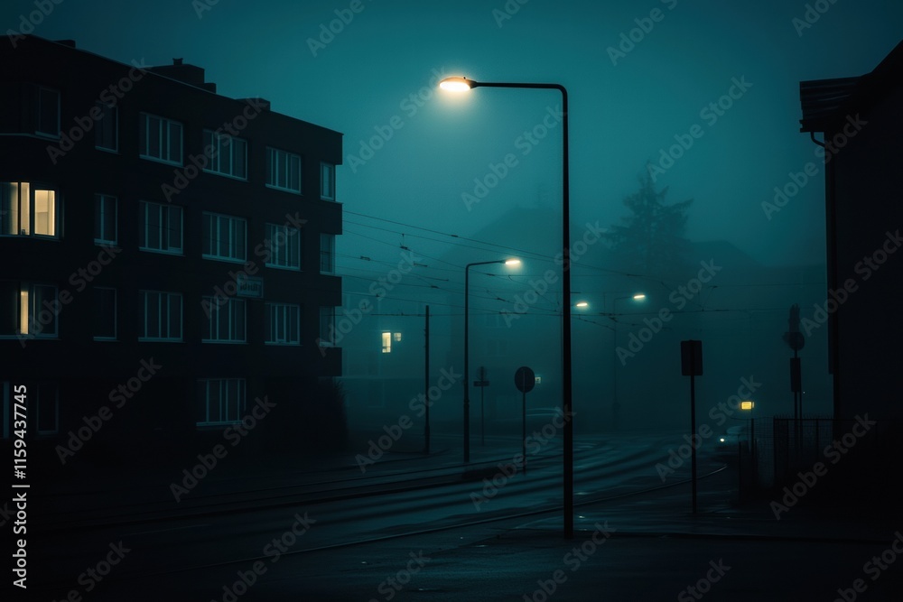 Aufkleber dark cityscape with illuminated windows creating a mysterious atmosphere during the night. generativ