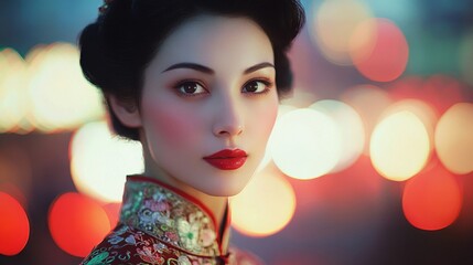 Elegant Woman in Traditional Chinese Clothing