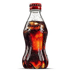 Cold, refreshing carbonated drink in a glass bottle with ice.