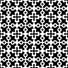 Seamless black and white geometric pattern, featuring an abstract and symmetrical design. Suitable for backgrounds, wallpapers, textiles and various creative projects.