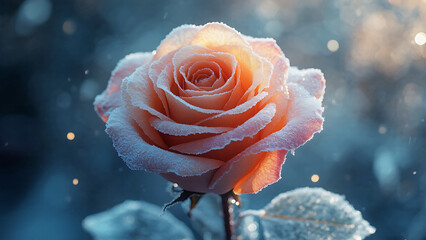 Frozen rose in winter