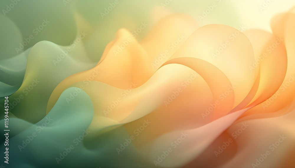 Poster an abstract background with wavy green and green waves on a yellow background. abstract wavy backgro