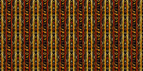 Obraz premium Abstract African art shapes seamless backgrounds, tribal geometric decoration patterns. Colored flat boho symbols illustrations