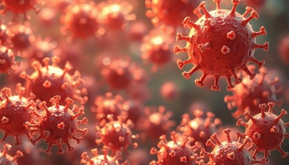 virus bacteri and corona virus 3d rendering