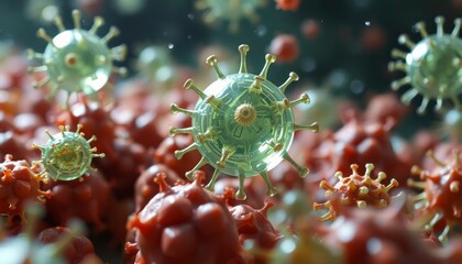 virus bacteri and corona virus 3d rendering