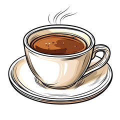 A steaming cup of coffee in a saucer.