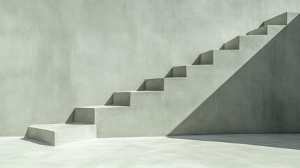 Concrete staircase leads upward, showcasing minimalist design an