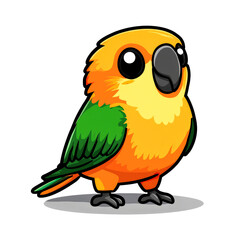 Fototapeta premium Adorable cartoon sun conure parrot.