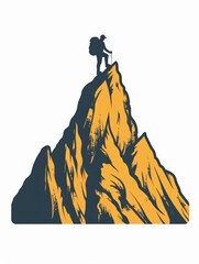 Obraz premium Illustration of a climber on a mountain peak.
