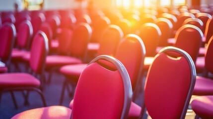 Bright Seminar Space with Empty Chairs in Soft Light