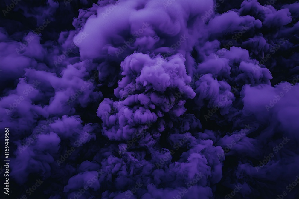 Poster waves of ink flowing like a waterfall, blending from indigo to violet