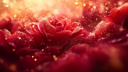 Sparkling Red Roses Golden Dust Magical Bloom