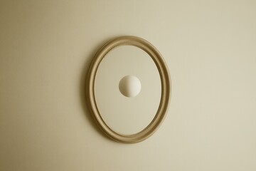 Minimalist design featuring an oval frame with central circular