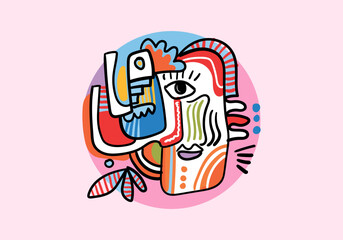 Contemporary abstract face. Cubism art.