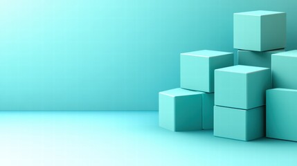 Obraz premium Teal Cubes Abstract Background