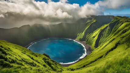 The elevated terrain of Ponta Delgada in the Azores archipelago