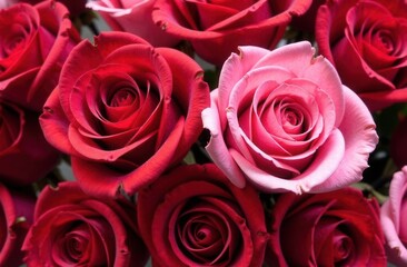 Obraz premium A beautiful bunch of vibrant red roses adorned with water drops on them