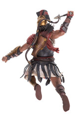 Fototapeta premium Spartan attacking isolated on white background