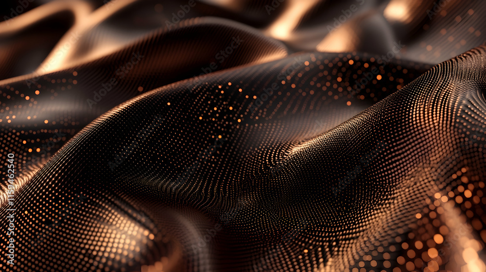 Wall mural mocha mousse color 2025 futuristic grid design with glowing accents, precise patterns and a digital-