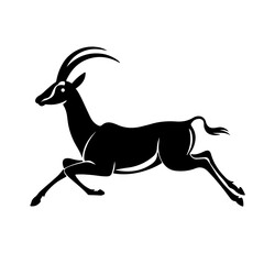 Jumping Antelope Silhouette Vector Illustration