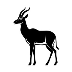 Graceful Antelope Silhouette Vector - Elegant Wildlife Illustration in Black and White