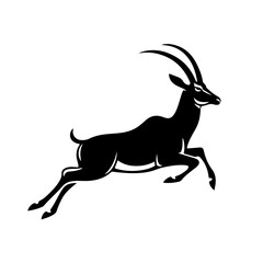 Leaping Antelope Silhouette Vector Illustration - Graceful Wildlife Design