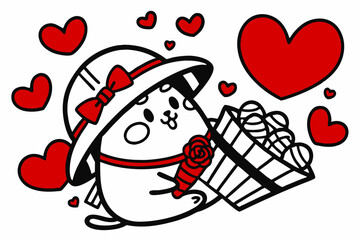 Discover the adorable 'Valentine Muffin Much Love' vector line art, a perfect design for Valentine's Day projects.