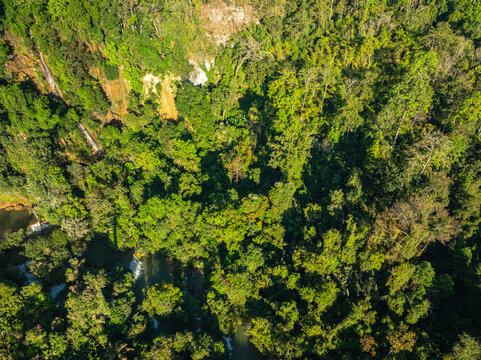 Aerial View The most beautiful waterfalls in Thailand..Thi Lo Su Waterfall The Largest Waterfall in Thailand.Thi Lo Su Waterfall stands tall as a hidden gem within Umphang Wildlife Sanctuary.