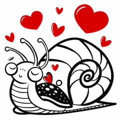 Vector Line Art Valentine Muffin - Much Love Design on White Background