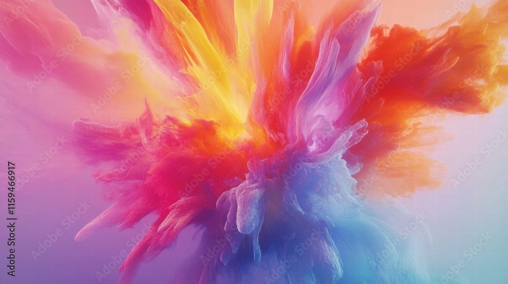 Poster vibrant color explosion creates dynamic backdrop with ample space for text and creative designs. gen