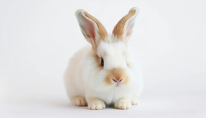 Obraz premium Adorable Fluffy Bunny - a Serene White and Tan Portrait