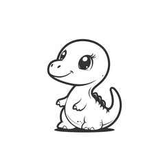 Fototapeta premium Dinosaur black and white illustration minimalistic animal tattoo sketch