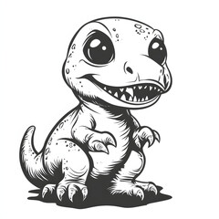 Fototapeta premium Dinosaur black and white illustration minimalistic animal tattoo sketch