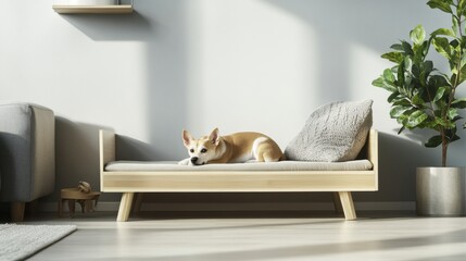Contemporary minimalist pet area with minimal decor. Featuring a clean, open design with modern lines
