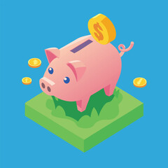 piggy bank and coins