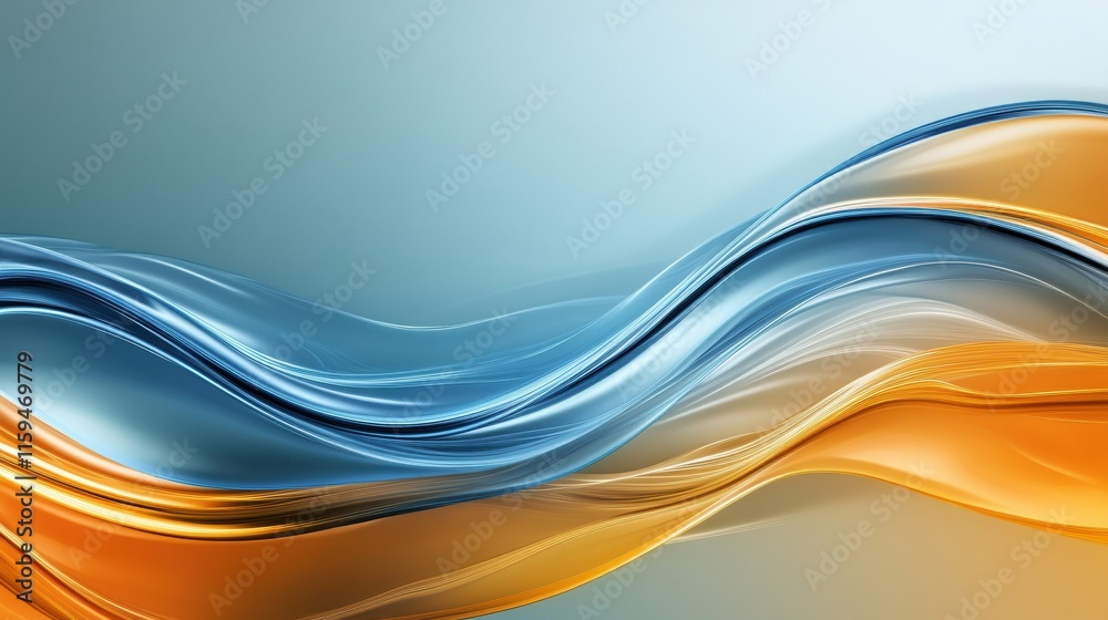 Leinwandbilder glossy abstract waves in smooth hues of blue and orange creating a harmonious blend of color and flo
