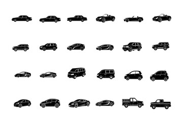 Car silhouette vector set of 24 icon. car set . car bundle 