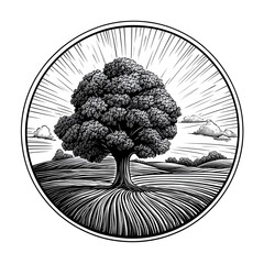 Tree black and white illustration minimalistic animal tattoo sketch