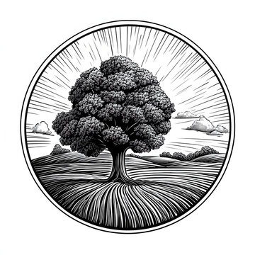 Tree black and white illustration minimalistic animal tattoo sketch