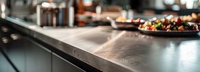 restaurant or catering kitchen table background