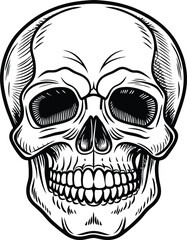Fototapeta premium A black and white image of a skull with a black and white background