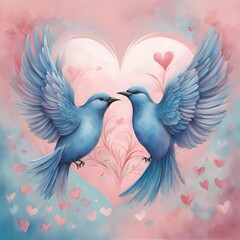 Obraz premium heart and wings, heart with wings, heart and birds