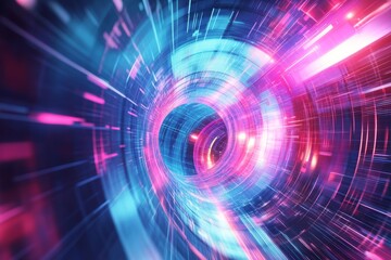 Obraz premium Futuristic Abstract Design with Glowing Neon Lines and Digital Details