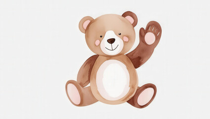Obraz premium Adorable cartoon bear waving hello cute animal illustration playful atmosphere cheerful vibe