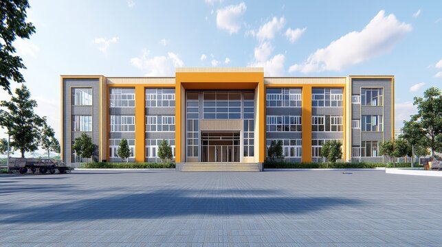 Modern building facade with large windows and a welcoming entrance.