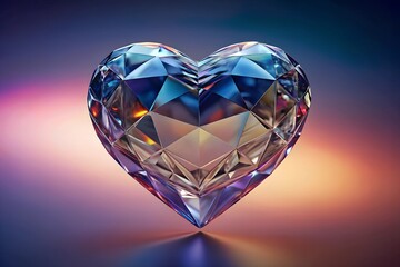 Sparkling Crystal Heart on Gradient Background