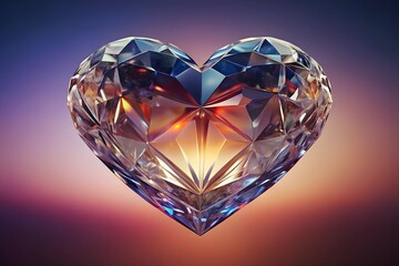 Sparkling Crystal Heart on Gradient Background