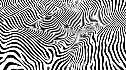 Abstract black and white wavy lines create a mesmerizing visual pattern.