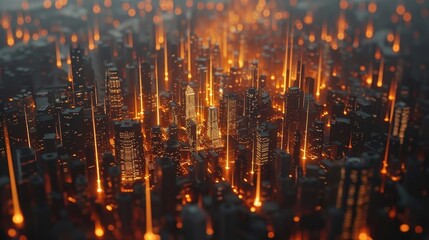 Obraz premium Digital blueprint of an office building utilizing holographic technology for construction management