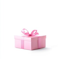 Obraz premium Elegant brightly pink gift box with bob bow, isolated on white background 